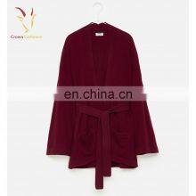 Plus Size No Button Cashmere Cardigan Sweater With Tie for Women thumbnail-5