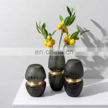 Luxury Home Decoration And Garden Flower Grey Gilded Glass Bottle Vase For Home Decor thumbnail-1