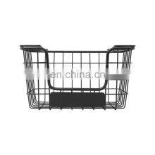 Rectangular Black Laundry Large Mesh Foldable Egg Carbon Steel Birdcage Wholesale Stackable Handmade Fruit Metal Wire Basket thumbnail-4