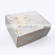 Folded Corrugated Paper Cardboard Clothing Shoes Packing Custom Printed LOGO Marbling Luxury Shipping Packaging Paper Box thumbnail-2