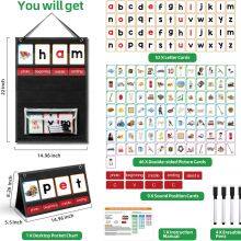 CVC Word Builder Desktop Pocket Chart With 107 Cards, Kids Word Builder Games for CVC CVCC CCVC Learning Reading Spelling Early Education Tool for Preschool Kindergarten Classroom thumbnail-2