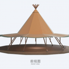 Luxury Outdoor Camping Tipi Tent With Natural Straw Roof and Galvanized Base thumbnail-3