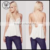 Laides Sexy White Paisley Lace Tank Tops 2015