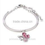 Hot Fashion Silver Lucky Four Clover Chain Bracelets With Natural Crystal Bangle thumbnail-5