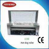 glass covered hot dog machine with 9 rollers