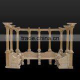 SKY-005 Marble Garden Park Aisle Stone Corridor Tables And Benches With Back