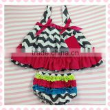 NEW design cotton chevron swing top set cotton top withe cotton bloomer for baby