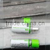 1.2V 1450mAh Built-in Rechargeable USB Plug AA Ni-Mh Battery fd thumbnail-1