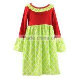Children Frock Model Baby Christmas Dress Wholesale Long Sleeve Dress Quatrefoil Print Dress thumbnail-2