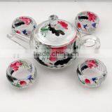 2015 Wholesale Watercolor Crystal Teaport With Cup, Crystal Tea Set for Home Decoration thumbnail-3