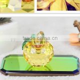 Vivid Yellow Crystal Glass Apple for Decorations and Gift ZWM026