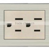 stainless steel panel 2*15a wall mounted power socket