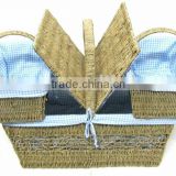 Rectangle Seagrass Picnic Basket for Four persons