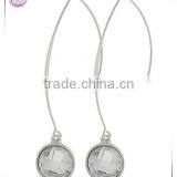 Rhodiumized Clear Acrylic Metal Dangle Earring Set thumbnail-1