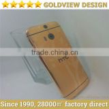 goldview gold plating factory ,logo custom 24ct gold plated golden housing for htc one M8 small order acceptable