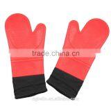 1Pair Red Long Oven Mitts Heat Resistant BBQ Silicone Gloves thumbnail-2