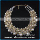 Hot gift! Fashion Exaggerate Alloy Pearl Weave Braided Statement Women Bib Collar charms