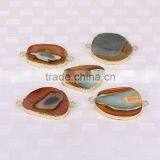 Charm Agate Druzy Connector Beads, Gold Plated Edged Picture Stone Beads For Jewelry Making thumbnail-3