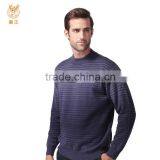 Men Round Neck Cashmere Modern Knitting Sweater, Plain Grey Striated Cashmere Sweater thumbnail-3