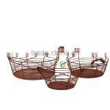 Metal Wire Basket With Metal Handles Set of 3 Rust Brown