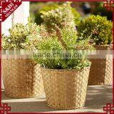 S&D New Products Outdoor Rattan Wicker Round Patio Garden Planter Pot Rattan Large Size Plastic Flower Pot