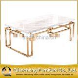 Sweden Style Rectangle Marble Stone Coffee Table Stainless Steel Frame Table thumbnail-1