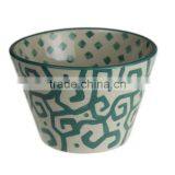 6"green Color Hand-printing Ceramic Popcorn Serving Bowl thumbnail-1