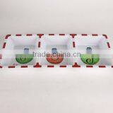 3 Compartments Dishes, Square Melamine Plastic Christmas Divided Plate thumbnail-1