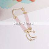 Gold Love Letter Moon Star Charms Bracelet Gold Chain Bracelet Silk Ribbon Bracelet thumbnail-5