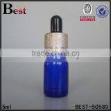 5ml Glass Cosmetic Serum Dropper Bottle Essential Oil Perfume Blue Glass Cosmetic Serum Dropper Bottle Wholesale Free Sample thumbnail-3