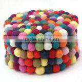 High Quality 100% Wool Handmade Nepal Handmade Round Wool Felt Balll Coasters thumbnail-2