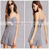 Fashion Spaghetti Straps Sleeveless Lush Gingham Tie-Back Sexy Womens Romper thumbnail-1