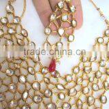GOLD Kundan Meenakari Necklace Dangler EARRING Set thumbnail-4