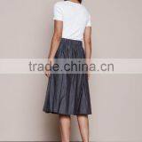 MGOO Elegant Hot Sale Black Midi Skirt With Pockets Fashion OEM African Skirts Chambray Flare Dress thumbnail-2