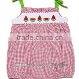 Infant/Toddler Girl Red Smocked Baby Red Watermelon Bubble
