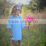 Spring Children Formal Dresses Girls Round Neck Solid Color Dresses Kids Frock Designs Girls Dress thumbnail-2