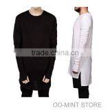New Thumb Hole Cuffs Long Sleeve Man High Low Side Split Hip Hop Top Tee T Shirt Crew T-shirt thumbnail-4