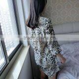 Chiffon Sleep Shirt Sleepwear Breathable Leopard Purple Pajamas Women Summer thumbnail-3