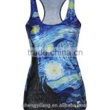 Top Fashion Women's Sublimation Printed Sleeveless T Shirt Vest Tank Tops sports clothes
