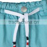 New Fashion Multi Pocket Plain Blue Solid Color Cheap Kids Elastic Bottom Jeans With Side Zipper thumbnail-4