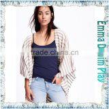 Latest Models Vogue Design Ladies Sexy Wear Wide Open Indigo Cotton Tank T Shirt thumbnail-2