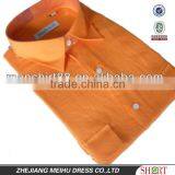 2016 Men's Organge Linen Shirt With Two Chest Pockets thumbnail-1