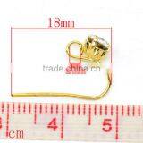 Gold Plated Rhinestone Earwire Hooks With Loop 18x12mm thumbnail-2