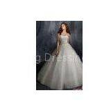 All Handmade Beaded Ball Gown Ivory White Wedding Dress Silhouettes with Beading Sash