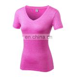 Fashion design slim fit quick dry v-neck blank women t shirt womens workout clothes