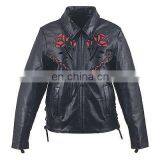 HMB-0292D WOMEN LEATHER JACKETS MOTORBIKE ROSE FASHION COATS