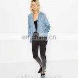 Light Blue Casual Suede Lapel Jacket , Artificial Schammy Jacket thumbnail-2