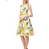 Vintage Sleeveless Printed Floral A-line Midi Dress thumbnail-1