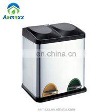 Хорошие отзывы. Нержавеющая стальная мусорная корзина для переработки с двумя отделениями. Мусорная корзина для кухни для переработки в разных цветах thumbnail-2