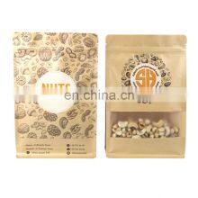 Eco Packaging Paper Bags Snack Cashew Nuts Packaging Stand up Clear Window Brown Kraft Custom Paper Bag With Your Own Logo thumbnail-2